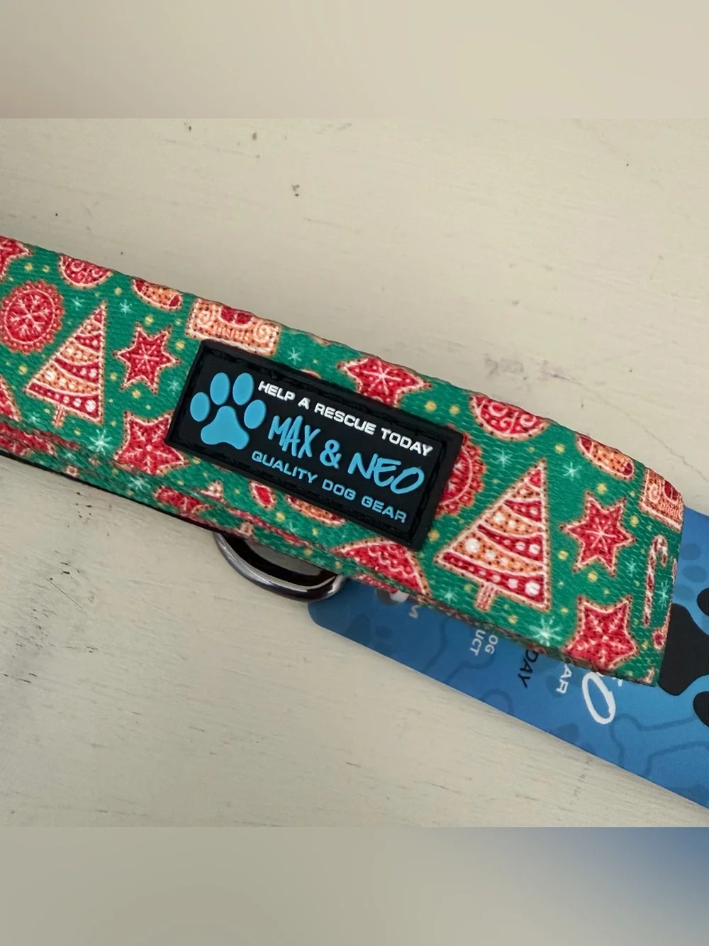 Max & Neo Holiday Christmas Tree Gingerbread Nylon Dog Leash 6ft x 1